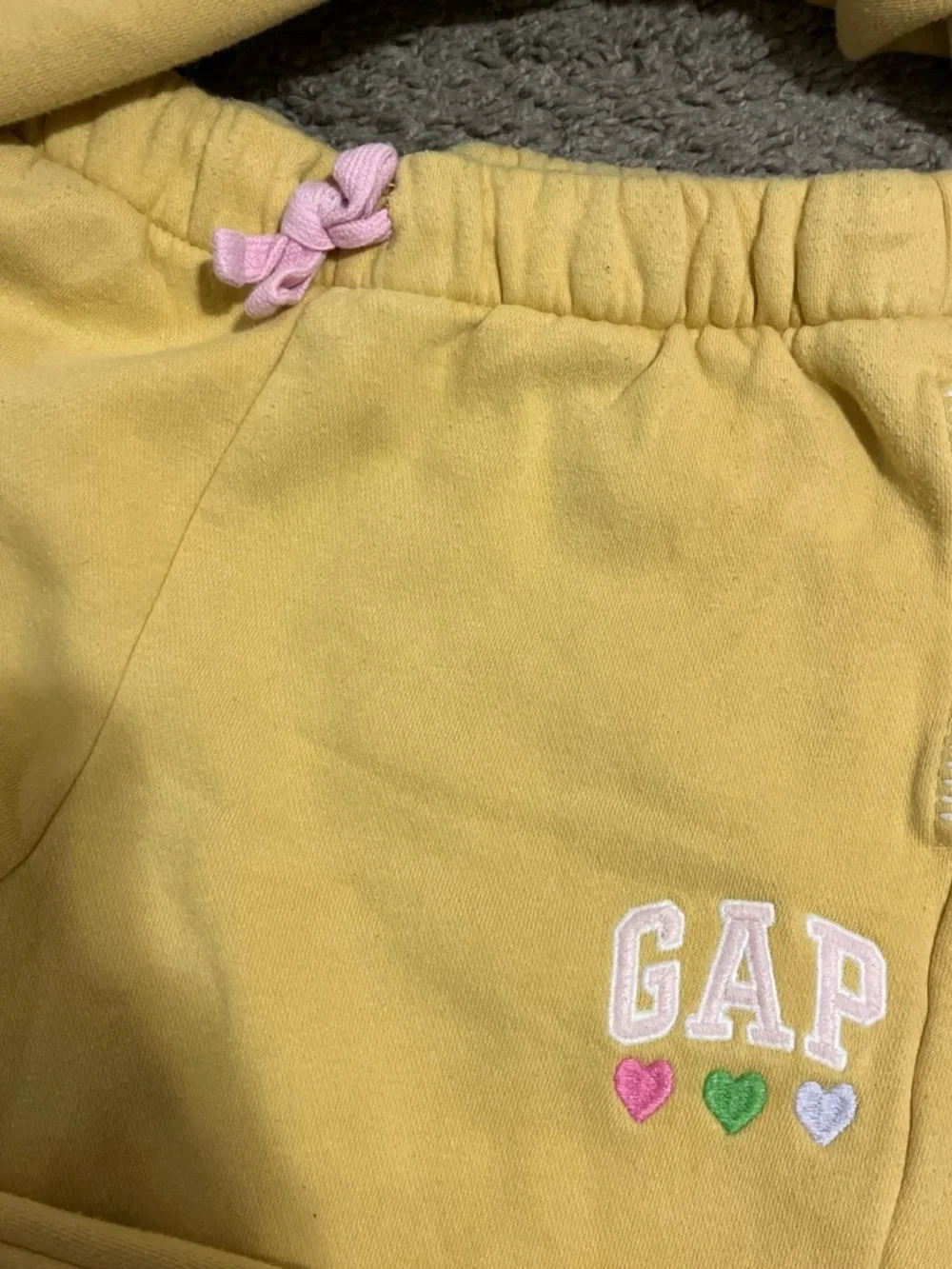GAP Yellow Hooded Sweatshirt with Pink Appliqué Logo